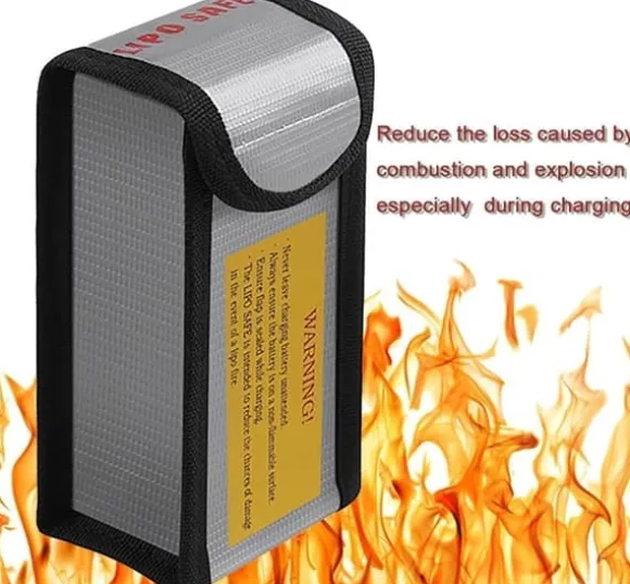 Yunique - Sikkerhedsetui til lipobatterier, 1 pc, flammehæmmende og anti-eksplosionsmateriale, dimensioner 125x64x50 mm - beskyttelsesetui til RC