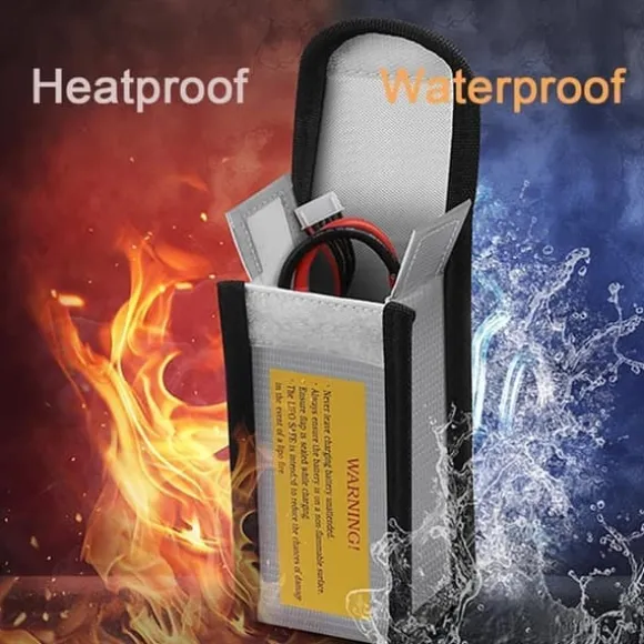 Yunique - Sikkerhedsetui til lipobatterier, 1 pc, flammehæmmende og anti-eksplosionsmateriale, dimensioner 125x64x50 mm - beskyttelsesetui til RC