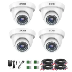 ZOSI 4Pack Sikkerhedskameraer, 1080P HD Opløsning, 80ft Nattesyn,Hvid